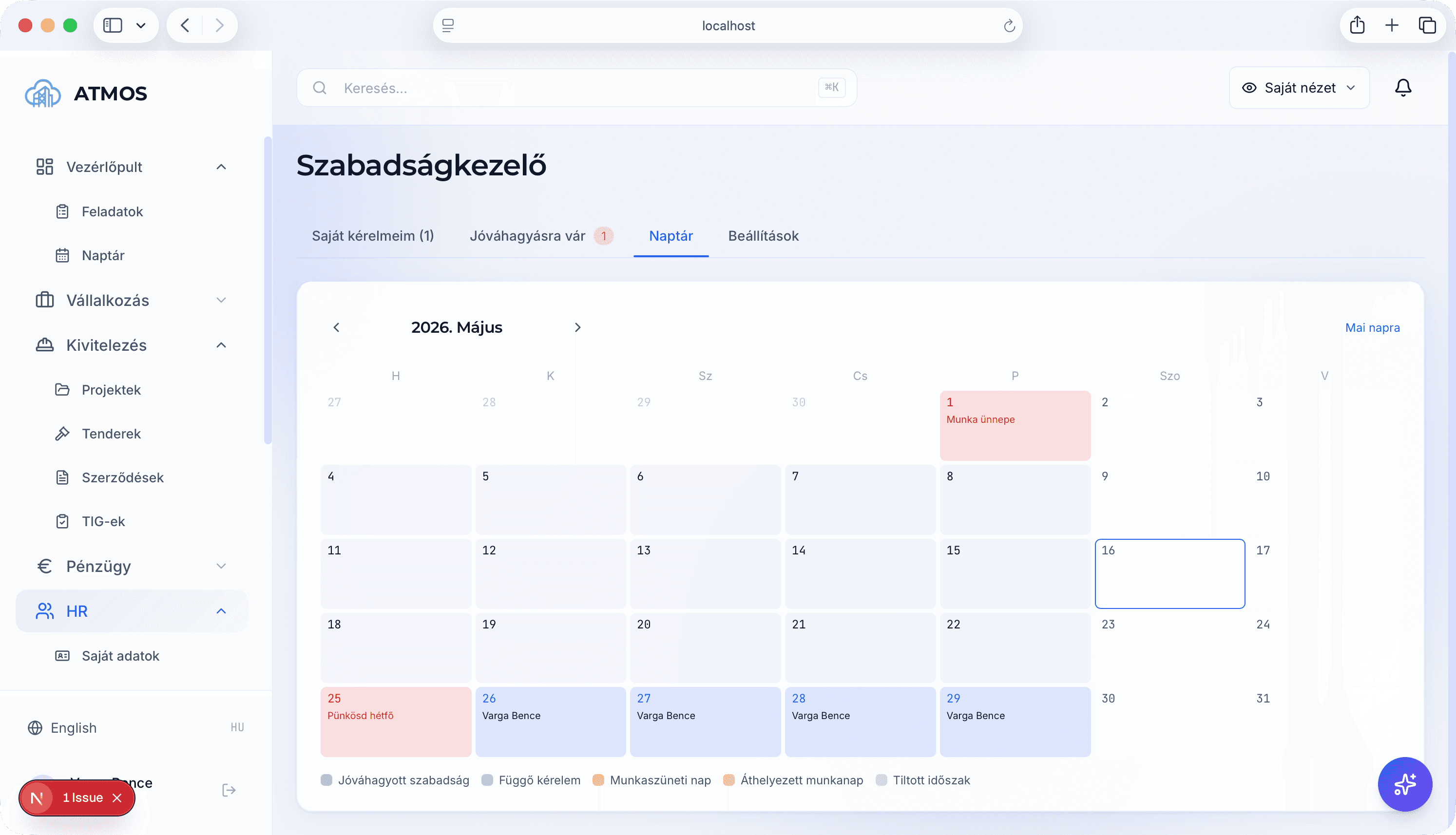 Leave calendar